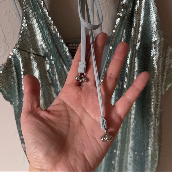 NEW Free People Double Take Sequin Dress Light Blue M - Picture 6 of 12